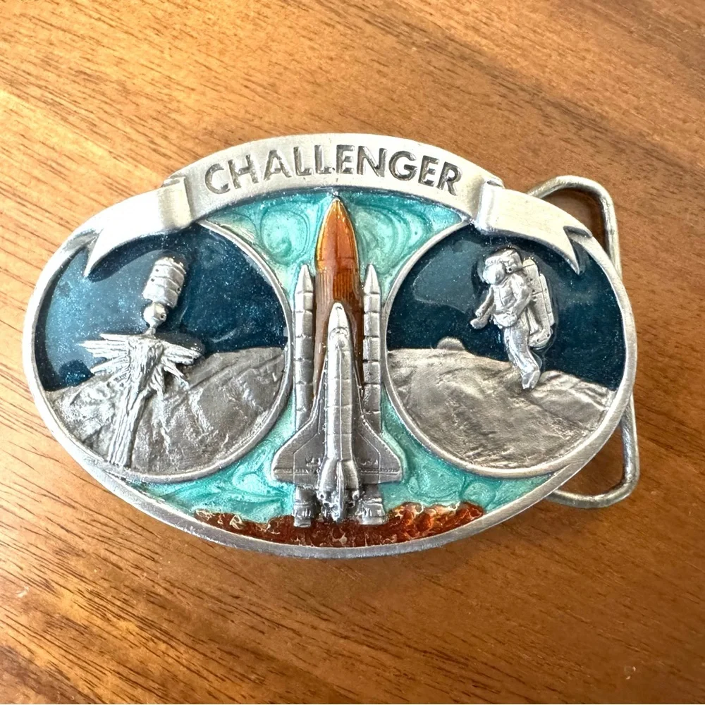 Vintage Challenger Space Shuttle Belt Buckle